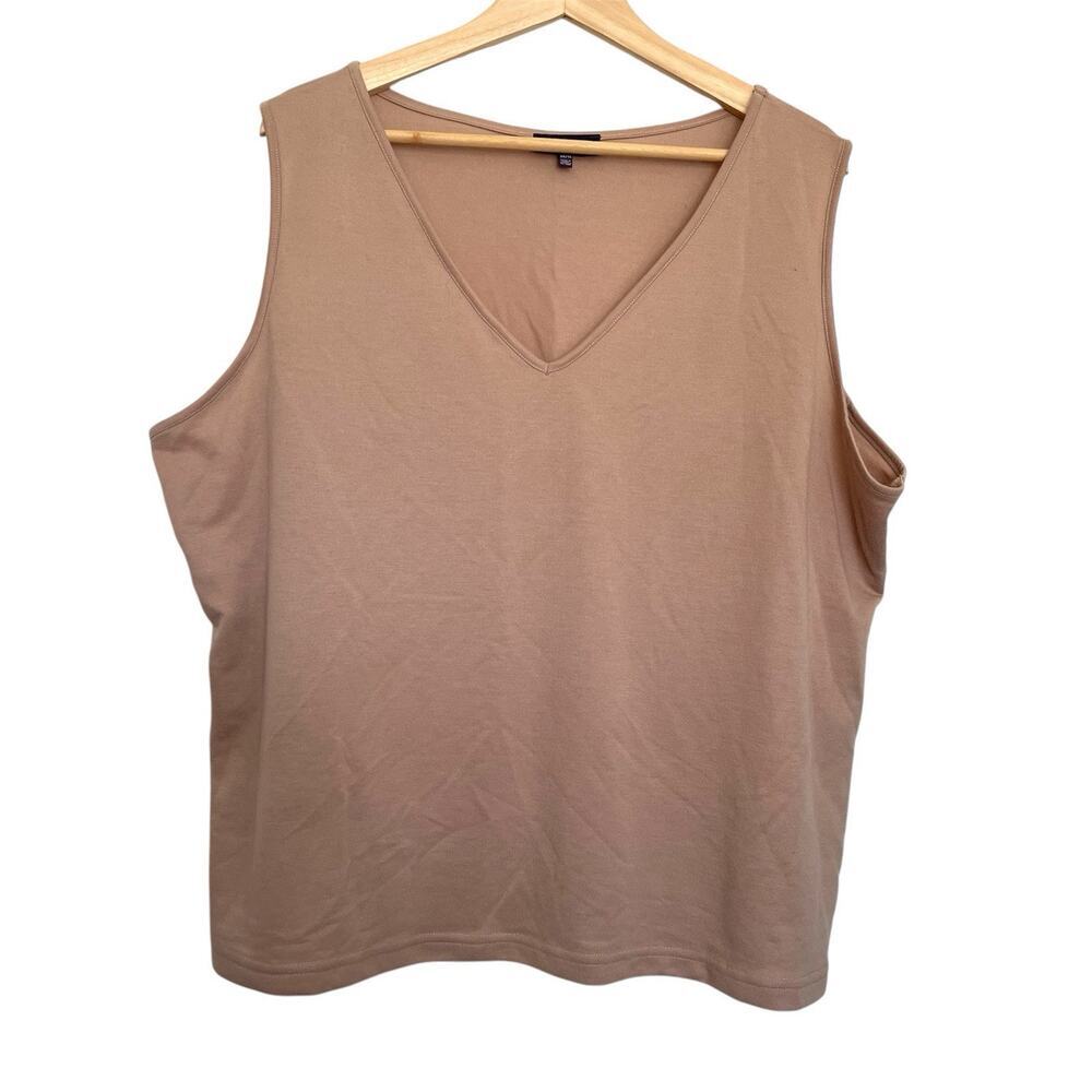 NYDJ Tank Top Tan Sleeveless V-Neck Stretch Size 0X 1X